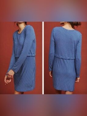 ANTHROPOLOGIE Dolan Left Coast MICHAELA TUNIC DRESS Blue Stripe Small $130